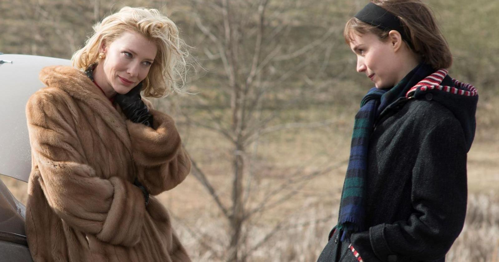 Cate Blanchett como Carol y Rooney Mara como Therese en Carol al aire libre
